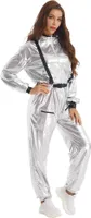 Damen Herren Astronauten Kostüm Gr. M Karneval Erwachsene Kostüm Astronaut Metallic Jumpsuit Weltall Raumfahrer Overall