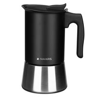 Navaris Espressokocher für 6 Tassen - Espressomaschine für den Herd - Kaffeemaschine aus Edelstahl - Mokka Kanne auch für Induktion - schwarz
