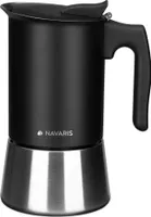 Navaris Espressokocher für 6 Tassen - Espressomaschine für den Herd - Kaffeemaschine aus Edelstahl - Mokka Kanne auch für Induktion - schwarz