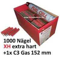 Betonnägel 3,0x32mm XH + Gas für Powers C3 Spit Pulsa 1000 Würth Diga CS1 HFB