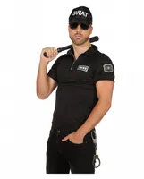Schwarzes SWAT Agent Kostüm-Shirt für Herren Größe: 50