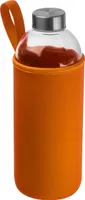 Trinkflasche aus Glas mit Neoprensleeve / 1000ml / Neoprenfarbe: orange