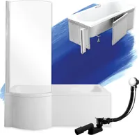 BADLAND Badewanne Rechteck Inspiro LINKS 160x70 mit Glasabtrennung, Ablaufgarnitur, Füßen und Styroporverkleidung GRATIS