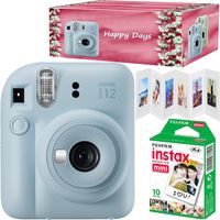 Set Instantkamera Fujifilm Instax Mini 12, Pastel Blue, mit 10 Filmen, Akkordeonrahmen und Happy Days-Box