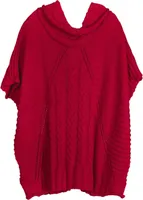 styleBREAKER Damen Strick Poncho mit Zopfmuster, Ärmel und Schalkragen 08010054