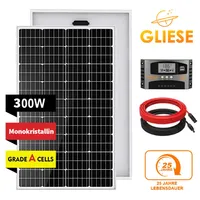 300W 12V Solar Set Solarmodul Solarpanel Kit Monokristallin Solaranlage Photovoltaik Balkonkraftwerk Solaranlage