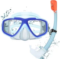 KUYOU Taucherbrille Kinder-Set 7-13 Jahre Schnorchel Schwimmbrille Blau