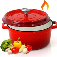 NutriChef Dutch Oven, liatinový hrniec Lodge - liatinový hrniec na pečenie chleba, smaltovaný pekáč s pokrievkou na kúzlenie s kôrkou
