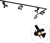 QAZQA - Modern Schienensystem I Spotlight I Deckenspot I Deckenstrahler I Strahler mit 5-flammig Spot I Spotlight I Deckenspot I Deckenstrahler I Strahler I Lampe I Leuchtes schwarz - Film I Wohnzimme