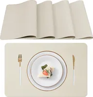 Tischsets Abwaschbar, Set mit 4 Platzsets Abwaschbar,Tischset Hitzebeständig, rutschfest, für Küchentisch und Restaurants,Beige