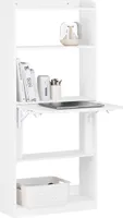 SoBuy FWT92-H-W Schreibtisch klappbar Computertisch mit Ablagen Klapptisch Arbeitstisch Bürotisch für Homeoffice Wandtisch BHT ca. 64x145x58cm Weiß