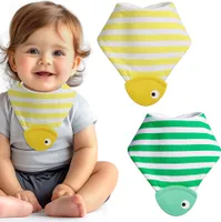 Navaris 2er Set Dreieckstuch Baby - Mit Beißring - Baby  Lätzchen - Halstuch Baby - Halstücher Baby - Sabberlätzchen Baby - Baby Halstuch -