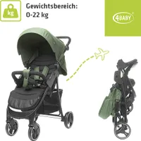 4BABY RAPID Buggy compact bis 22 kg LIEGEPOSITION kinderwagen klein zusammenklappbar OLIVE