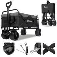 Sekey 200 kg Schwerlast Bollerwagen Faltbar, mit 17x10 cm PolyurethanReifen – Ideal für den Strand, Schwarz und Grau