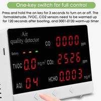 CO2 HCHO TVOC Gasdetektor - Digitaler Luftqualitätsmonitor, hochgenauer Analysator