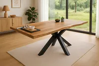 Esstisch Baumkante massiv Akazie Natur 120 x 80 Spider-Gestell schwarz TIM