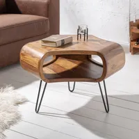 riess-ambiente Retro Couchtisch ORGANIC LIVING 70cm Sheesham Palisander Massivholz mit Stauraum Hairpin Legs Beistelltisch Tisch