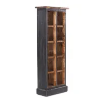 RUSTIC CD & BOOK RACK NATURE | 94x36cm(VxŠ) Drevená polica 10 priehradiek | Farba: 04 čierna-príroda