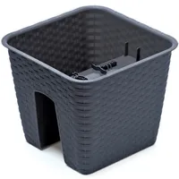 Kasten für Geländer Balkon Terrasse Blumentopf Rattan-Imitat 27,2 cm Antrazit