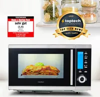 Mikrovlnná trouba MEDION MD 15501 4 v 1 s grilem (25 litrů, 900 W, 1100 W gril, 2500 W konvekce, 10 automatických programů) stříbrná