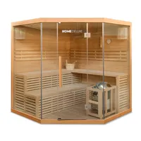 HOME DELUXE - Traditionelle Sauna - Skyline XL Big - 200 x 200 x 210 cm - für 2-6 Personen, Hemlocktanne, inkl. Saunaofen, Saunazubehör I Dampfsauna Aufgusssauna Finnische SaunaSauna
