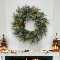 Meisterhome® Weihnachtskranz aus PolyurethanKunststoff - Ø 50 cm Weihnachtskranz, Adventskranz, Türkranz für Weihnachten, künstlicher Tannenkranz, Tischkranz, - Inkl. Goldfarbener Aufhänger