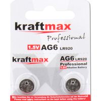Kraftmax 2er Pack Knopfzelle Typ 371 ( AG6 / LR920 / LR69 ) Hochleistungs- Batterie / 1,5V Uhrenbatterie für professionelle Anwendungen - Neuste Gener