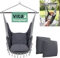 Vita5 Vita5 XXL Hängesessel | Indoor/Outdoor Hängenest | Inkl. 2 Kissen und Buchbox | Erwachsene & Kinder | Hängesessel bis zu 200kg | Dunkelgrau