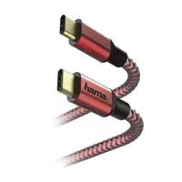 Kabel do ładowania i transmisji danych Hama Reflective USB-C do USB-C, USB 2.0, pozłacany, 480 MBit/s, 20 V, 3 A, długość kabla 1,5 m