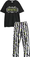 Beetlejuice - Schlafanzug mit langer Hose für Herren kurzärmlig NS8779 (L Regulär) (Schwarz)