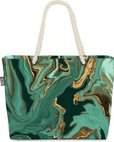 VOID Gold Emerald Marmor Strandtasche Shopper 58x38x16cm 23L XXL Einkaufstasche Tasche Reisetasche Beach Bag