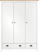 vidaXL Šatníková skriňa s 3 dverami Hill White 127x50x170 cm Borovicové drevo