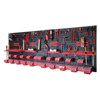 122 kusov Nástenná súprava náradia XXL 2316 x 780 mm dielenská stena s 30 stohovacími škatuľami s vekom držiaky náradia dielenská polica nástenná poli