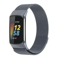Pre Fitbit Charge 6 / 5 kovový oceľový náramok s magnetickým zapínaním
