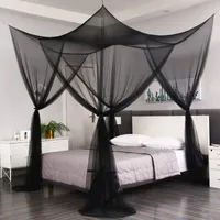 Moskitonetz Indoor Mückennetz Bettvorhang 4 Türen für Balkon Camping，210x190x240cm Große Insektennetz Dichtem Netz Fliegennetz Vorhang，Schwarz