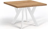 Quadratischer Ausziehbarer Tisch für Esszimmer, NERO, Loft-Stil, Skandinavisch, 90 / 190 cm, Farbe: Eiche Craft Gold / Weiss
