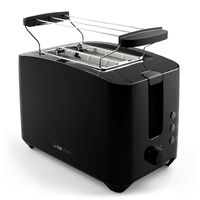 Clatronic kompakter Toaster 2 Scheiben | Toaster mit Auftau-/Aufwärm-/Schnellstoppfunktion | Toaster mit Brötchenaufsatz | Toaster schwarz auch für Toastbrötchen & Fertigwaffeln | TA 3801