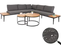 Zahradní set HWC-H54c, lounge set, stolek Spun poly akáciové dřevo ocel  hnědá, polštáře tmavě šedá