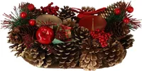 Kerzenhalter mit Zapfen, Weihnachtsdeko, für 2 Kerzen
