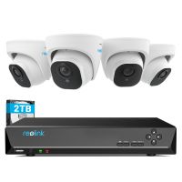 Reolink 4K Überwachungskamera Aussen Set, 8CH Videoüberwachung mit 4X 8MP PoE IP Kamera und 2TB HDD NVR für 24/7 Aufnahme, Personenerkennung und Fahrzeugerkennung, IP66, RLK8-800D4-A