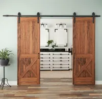 Schiebetürsystem Set 366CM Laufschiene Holzschiebetür Schiebetürbeschlag Schiebetüren Schwarz