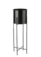 HowHomely Modern Pflanzenständer mit Topf, Blumenhocker aus Metall Schwarz 75 cm Höhe - Blumenständer für das Haus