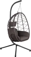 HinHocker Hängesessel mit Gestell | Braun | Ergonomischer Sessel inkl. Kissen und Auflagepolster