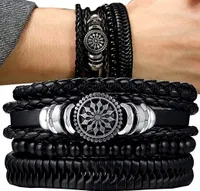 Armband-Set - Schwarz - Punk - Rock - Stilvoll - Leder - Verstellbare Länge - Modernes Accessoire für Damen und Herren