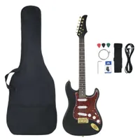 vidaXL Elektrická gitara pre začiatočníkov s taškou čierna a zlatá 4/4 39"