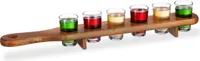 relaxdays Schnapsbrett Holz mit 6 Gläsern