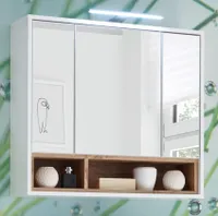 Zrcadlová skříňka MILANO včetně LED osvětlení bílá / divoký dub