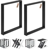 LAMO Manufaktur Tischbeine für Schreibtisch Esstisch, Simple Massive, Vierkantprofil 80x20 mm, Tischgestell 80x72 cm (BxH), Schwarz, 2 Stück, LTS-01-C-FF-9005
