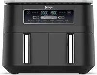 NINJA Heißluftfritteuse Foodi Heißluft-Fritteuse+2Fächer&7,6 l Fassung,Heißluftfritteuse, 1700,00 W, Fritteuse Heissluft, Fritteuse ohne Öl, Ninja