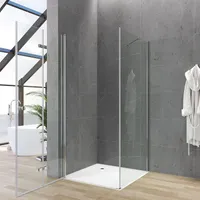 Duschkabine 70x90x187 cm Faltbare Dusche mit Seitenwand Klarglas Chromoptik